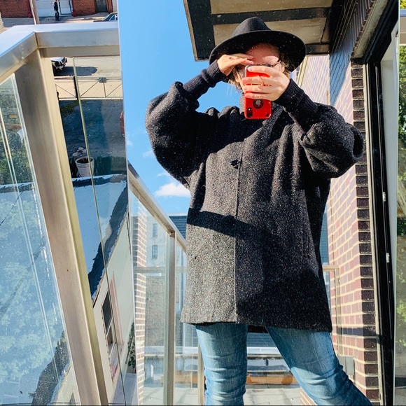 New York Girl Vintage Wool Coat Puff sleeves cuffs - Picture 4 of 8